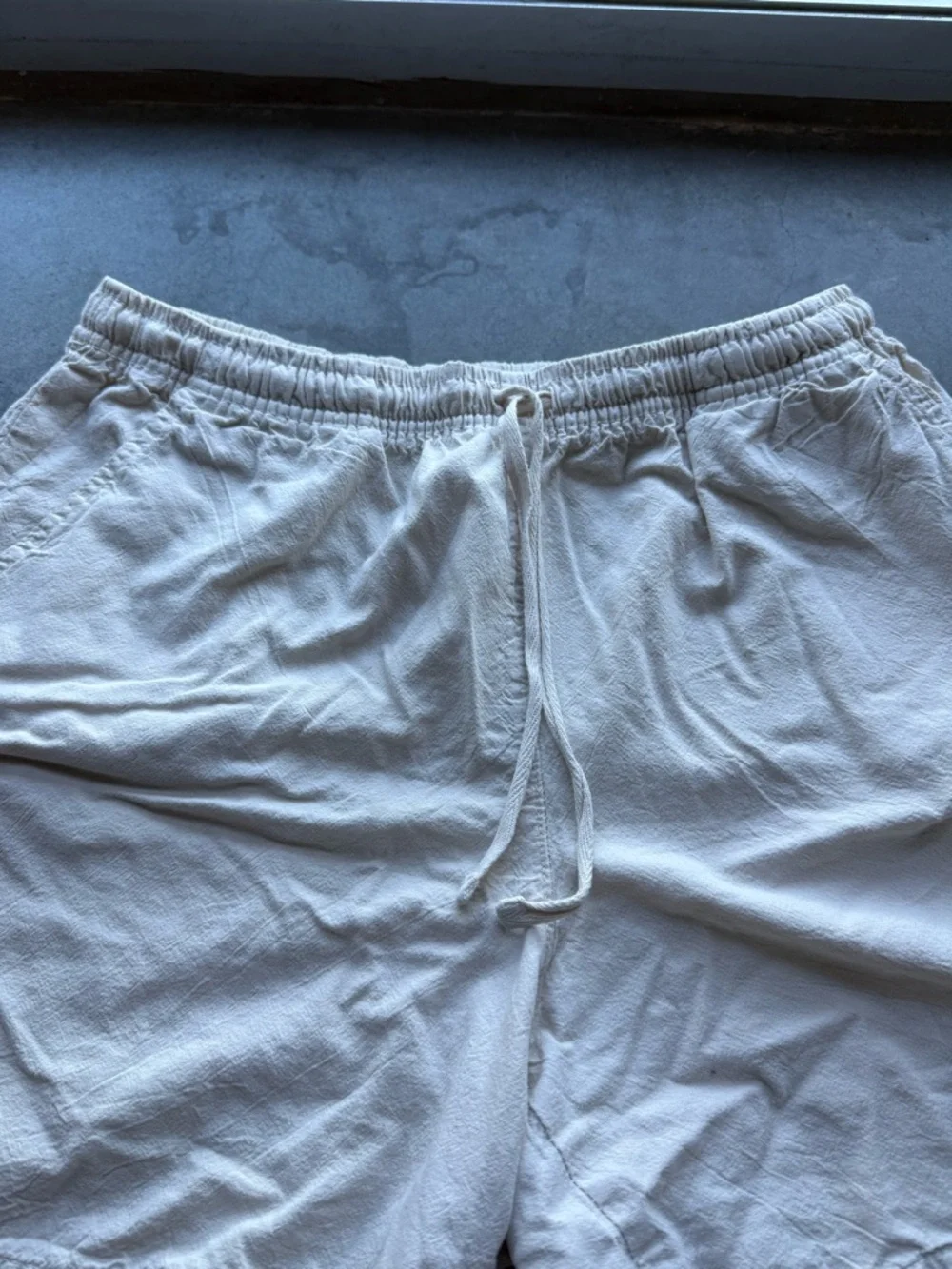 Erika Women’s Cotton Drawstring Shorts - Light Cream - Picture 2 of 8